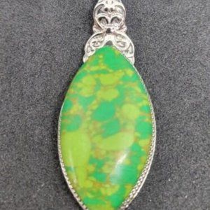 Mojave Green Turquoise Solitaire Stainless Steel Pendant - NO Chain